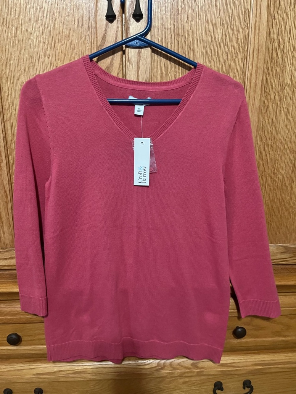 Croft & Barrow Rose-Pink V-Neck Sweater Top